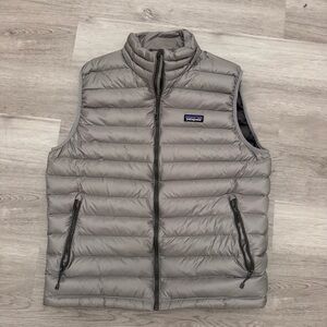 Patagonia Goose Down Filled  Sweater Puffer Vest Mens Large Gray Outdoor